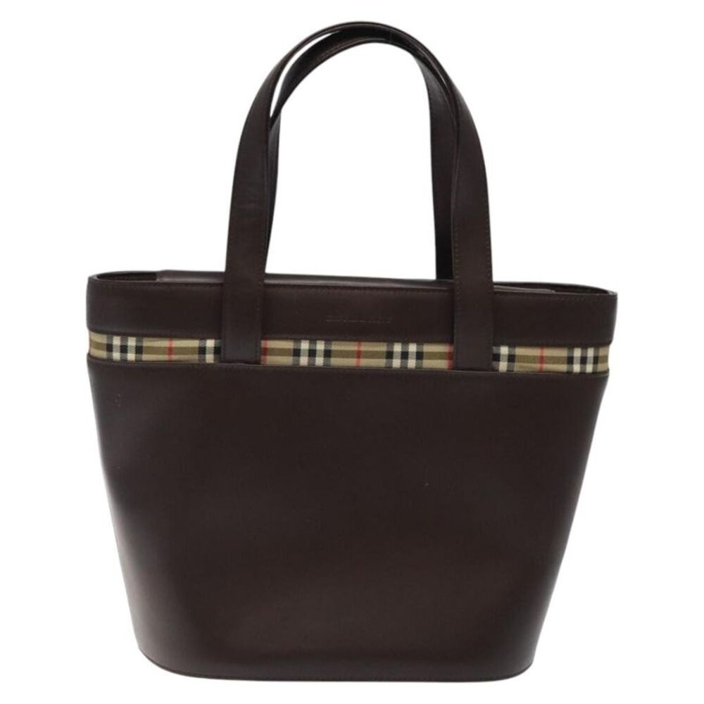 Burberry Nova Check Leather Brown Leather Handbag
